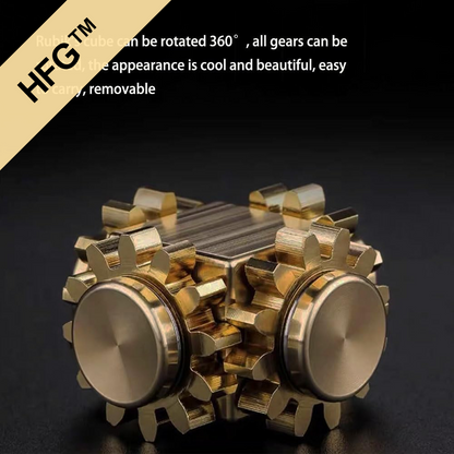 HandyFidgetGround™ Pure Brass Mechanical Cube Spinner