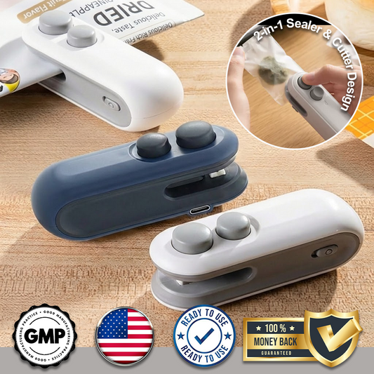 HandyFidgetGround™ FoodLock 2-in-1 Mini Heat Sealer Cutter