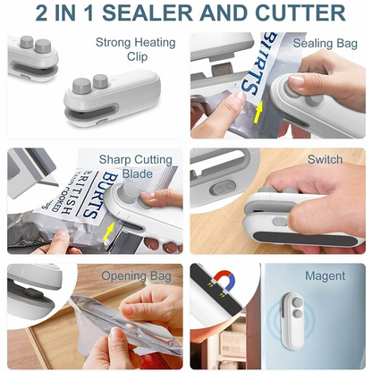 HandyFidgetGround™ FoodLock 2-in-1 Mini Heat Sealer Cutter