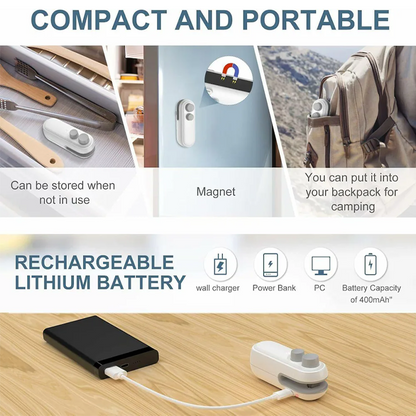 HandyFidgetGround™ FoodLock 2-in-1 Mini Heat Sealer Cutter
