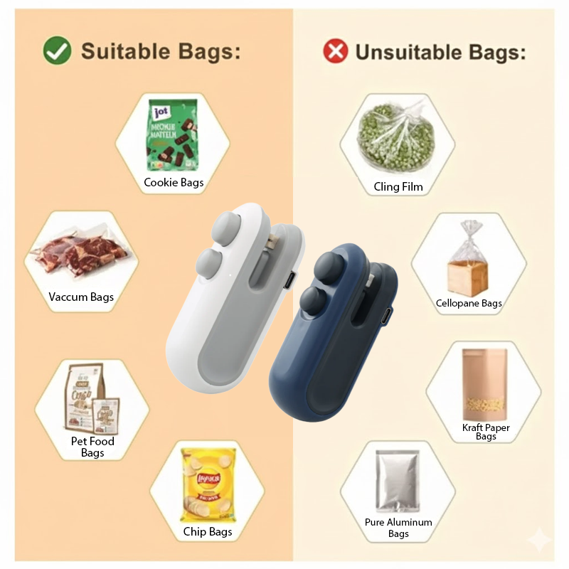 HandyFidgetGround™ FoodLock 2-in-1 Mini Heat Sealer Cutter