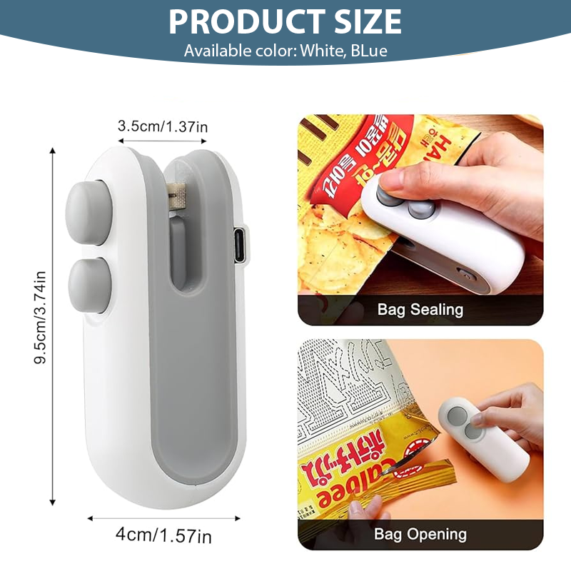HandyFidgetGround™ FoodLock 2-in-1 Mini Heat Sealer Cutter